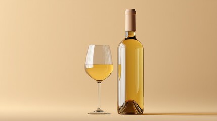 Elegant white wine bottle and glass display