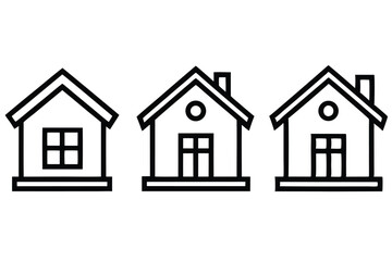 Fototapeta premium Clean Line Art Home Icons, Black and White Vector Symbols for Residential Property and Real Estate Marketing