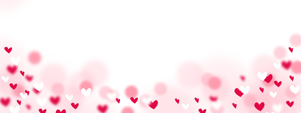 Romantic Floating Hearts Bokeh Transparent Background
