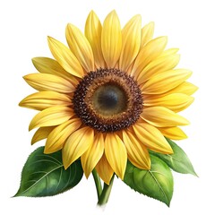 An artistic portrayal of a bright sunflower with vibrant yellow petals