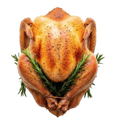 Roasted whole turkey with rosemary isolated on transparent background