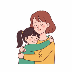 Obraz premium mother hugging daughter happy family love.