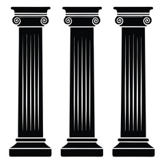 Obraz premium Silhouette Illustration of Three Classical Pillars Standing Tall for Law and Order Themes