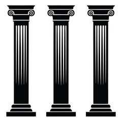 Obraz premium Set of Three Stately Classical Pillars Silhouette for Institutional and Educational Design