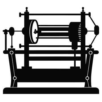 Vintage Loom Machine Silhouette for Textile Industry Manufacturing