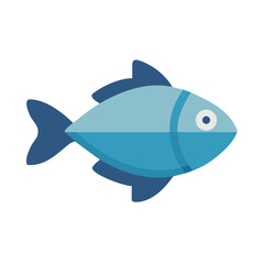 Obraz premium Isolated flat vector illustration of a blue fish on a black background