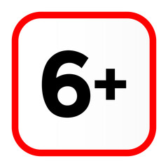 Content Rating Age Restriction Six Plus Red Square Icon