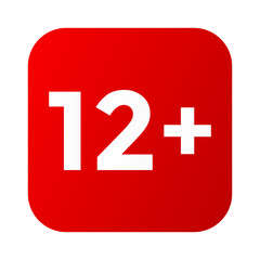 Official Red Twelve Plus Age Restriction Content Rating Symbol