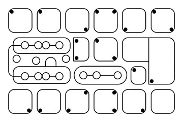 A black and white illustration of a complex maze with multiple paths and connections