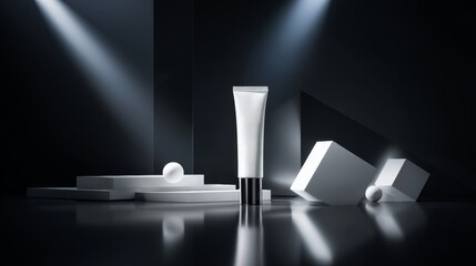 Varicose vein cream tube in modern monochrome design for beauty advertising