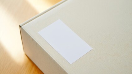 Pristine white cardboard box with blank shipping label for branding or packaging design