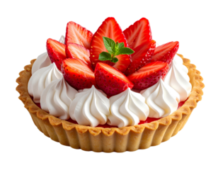 Untitled design - Firefly_Delicious strawberry tart with whipped cream isolated on transparent background (2)