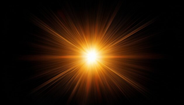 Sunburst With Lens Flare Light Over Black Background Easy To Add Overlay Or Screen Filter Over Photo