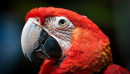 Fototapeta premium Extreme Close Up Of A Scarlet Macaw With Vivid Red