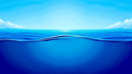 Minimalist blue sea illustration. 