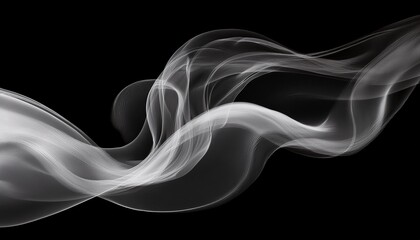 Abstract Flowing Grey Smoke Or Ink Wave Isolated On Transparent Background