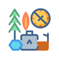 Obraz premium Illustration of a forest fire prevention concept with stylized elements and bold colors