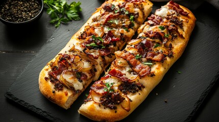 Delicious rome pizza al taglio with toppings perfect for any occasion