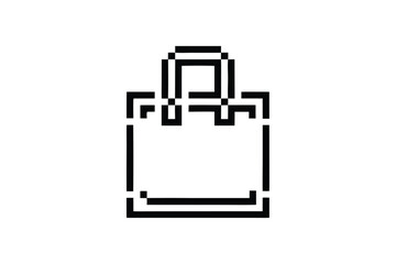 RPG Inventory Bag Pixel Art Silhouette Icon for Fantasy Game Interface
