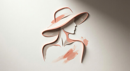 Sleek 3D art of a woman in a sun hat. 