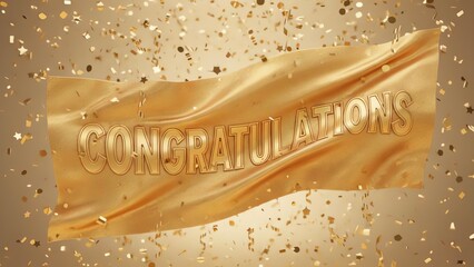 3D "Congratulations" on a festive background.