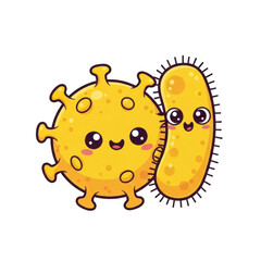 Fototapeta premium Cartoon virus and bacteria characters