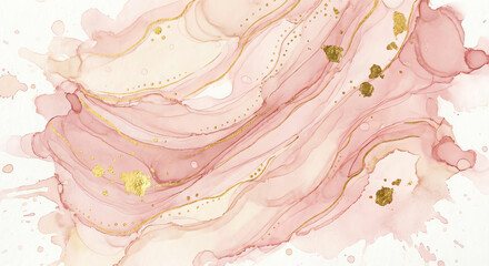 Soft pink watercolor with gold details