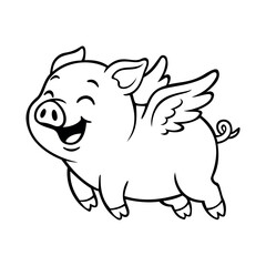 Flying Lines Pig Illustration Character Vector Logo Template