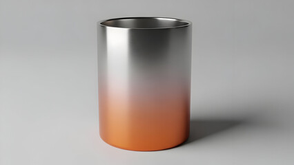 A shiny metallic cylinder with orange gradient base