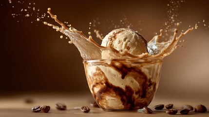 Affogato with espresso splash crown, high-speed motion capture