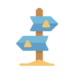 Directional Sign Post Icon with Arrows in Blue and Yellow Color Palette
