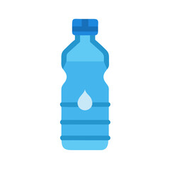 Minimalist illustration of blue water bottle on black background with water drop