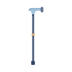 Minimalist vector illustration of a light blue medical walking cane on black background