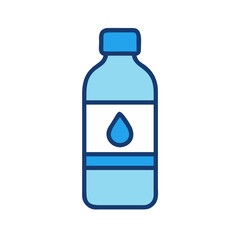 Minimalist Water Bottle Icon Design with a Blue Water Drop Element