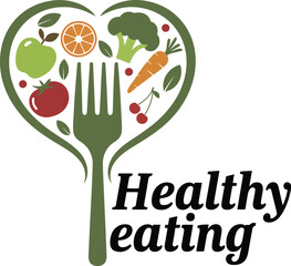 Healthy Eating Concept with Fork and Green Vegetables Heart Shape for Nutrition and Wellness