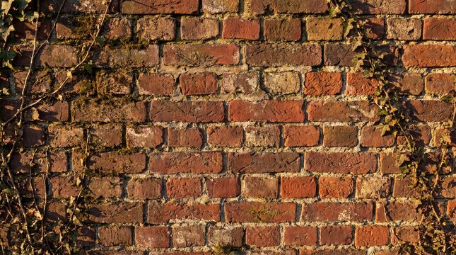 Brick wall in the sunlight. Vintage architectural texture background
