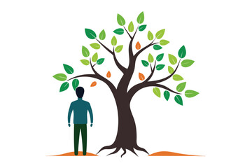 Tree silhouette growing symbolizing personal growth, development, and new beginnings