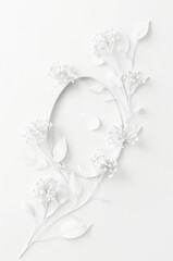 Minimal Easter composition with white egg and floral branch.copy space.minimal aesthetic modern background