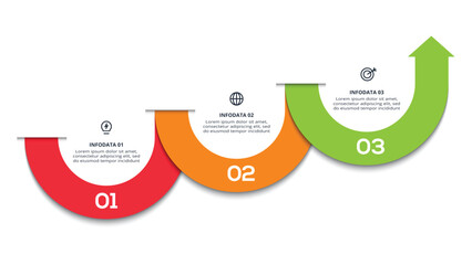 Abstract of graph, diagram with 3 steps, options, parts or processes. Vector business template for presentation