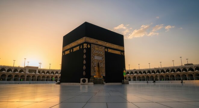 Kaaba at Sunset in Mecca.