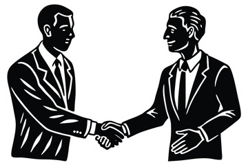 Fototapeta premium Outline Icon of Two People Shaking Hands, Symbolizing Business Partnership, Agreement, and Connection