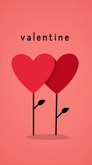 Minimal Valentine&rsquo;s Day Heart Illustration on Pink Background