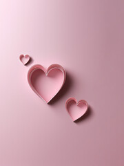 Valentine&rsquo;s Day hearts with romantic 3D typography on pink background
