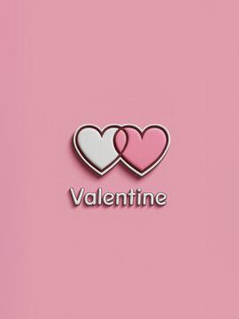 Valentine&rsquo;s Day hearts with romantic 3D typography on pink background