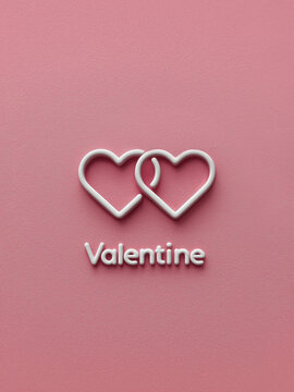 Minimal Valentine&rsquo;s Day greeting with white hearts and text on soft pink background