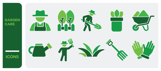 Set of garden care, gardener, vector icons