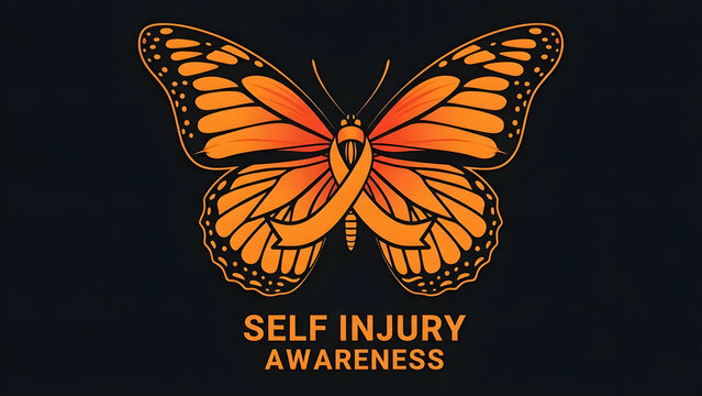Self injury awareness butterfly logo design