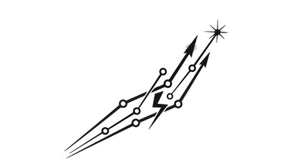 Innovative business strategy concept with arrows and connections leading to success goal in modern sleek design