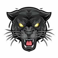 Fototapeta premium Black Panther Mascot Logo Illustration Fierce Wild Animal Emblem Isolated on White Background