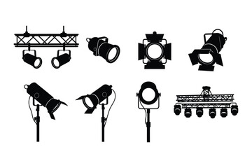 Stage Lighting Spotlights Vector Icon Set